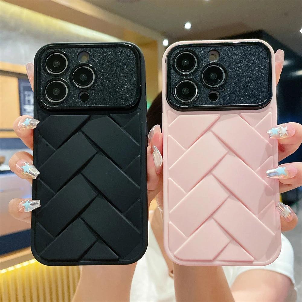 Cute Soft Weave Pattern Phone Case for iPhone 15, 11-14 Pro Max