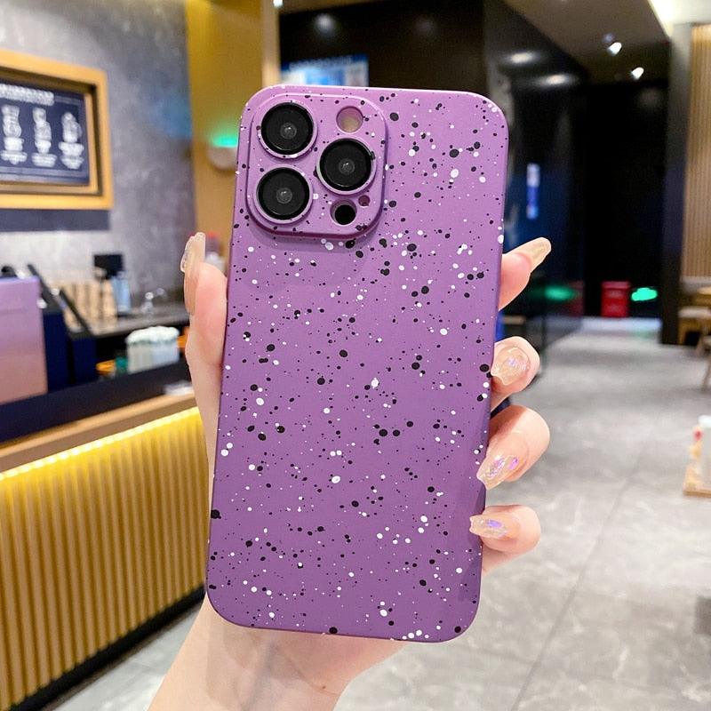 Cute Solid Color Ink Dot Phone Case Cover for iPhone 11, 12, 13, 14 Pro Max, and 14 Plus