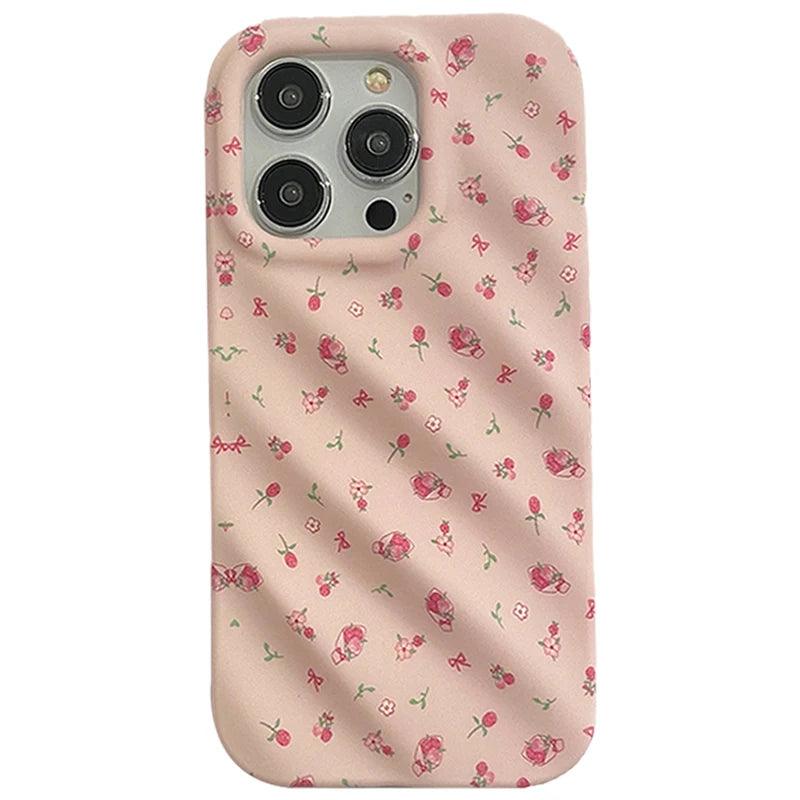 Cute Strawberry Flowers Phone Case for iPhone 11, 12, 13, 14 Pro Max