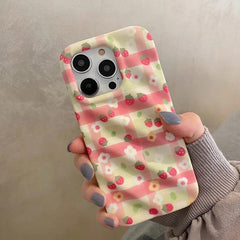 Cute Strawberry Flowers Phone Case for iPhone 11, 12, 13, 14 Pro Max