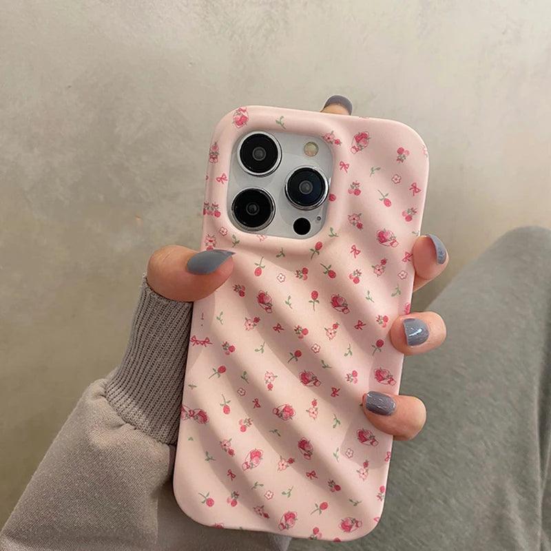 Cute Strawberry Flowers Phone Case for iPhone 11, 12, 13, 14 Pro Max