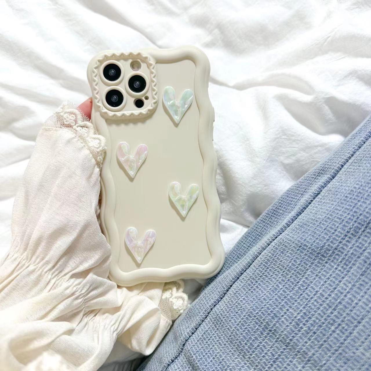 Cute Sweet Soft Laser Heart Phone Cases for iPhone 11 Pro Max, 12, 13, and 14