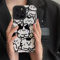 Cute White Funny Cat Phone Case Cover for iPhone 14, 13 Pro Max, 12, 11, X, XS, XR, 8 Plus, 7, 6, Mini