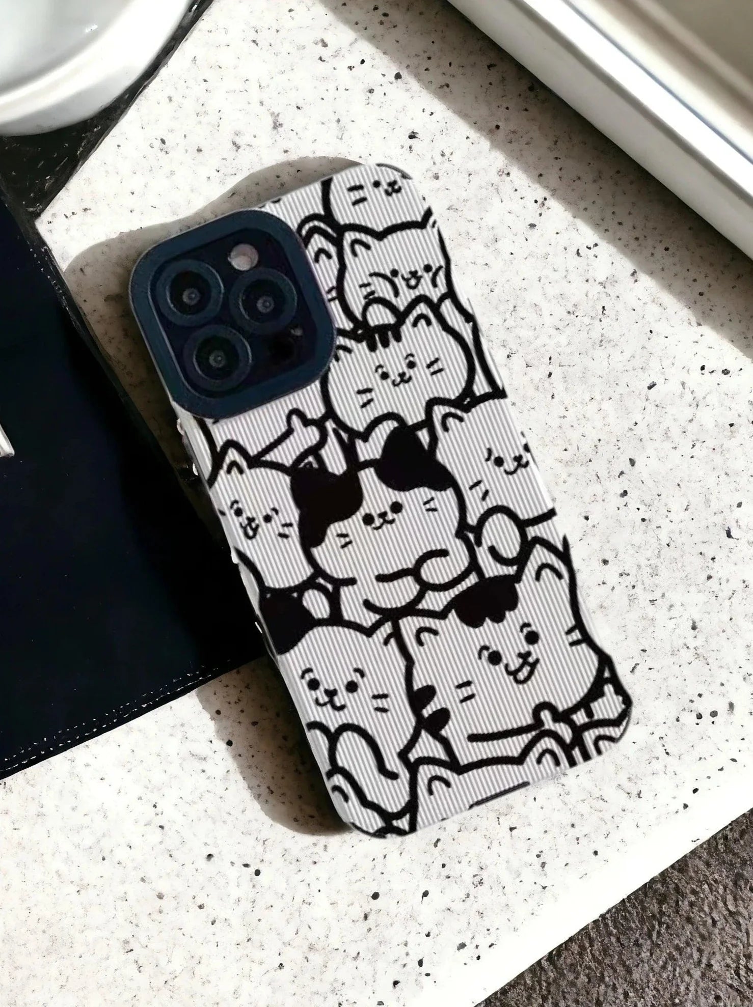 Cute White Funny Cat Phone Case Cover for iPhone 14, 13 Pro Max, 12, 11, X, XS, XR, 8 Plus, 7, 6, Mini