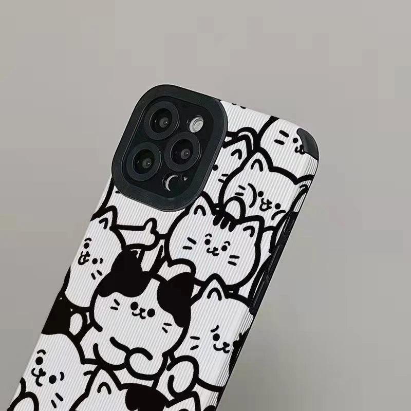 Cute White Funny Cat Phone Case Cover for iPhone 14, 13 Pro Max, 12, 11, X, XS, XR, 8 Plus, 7, 6, Mini