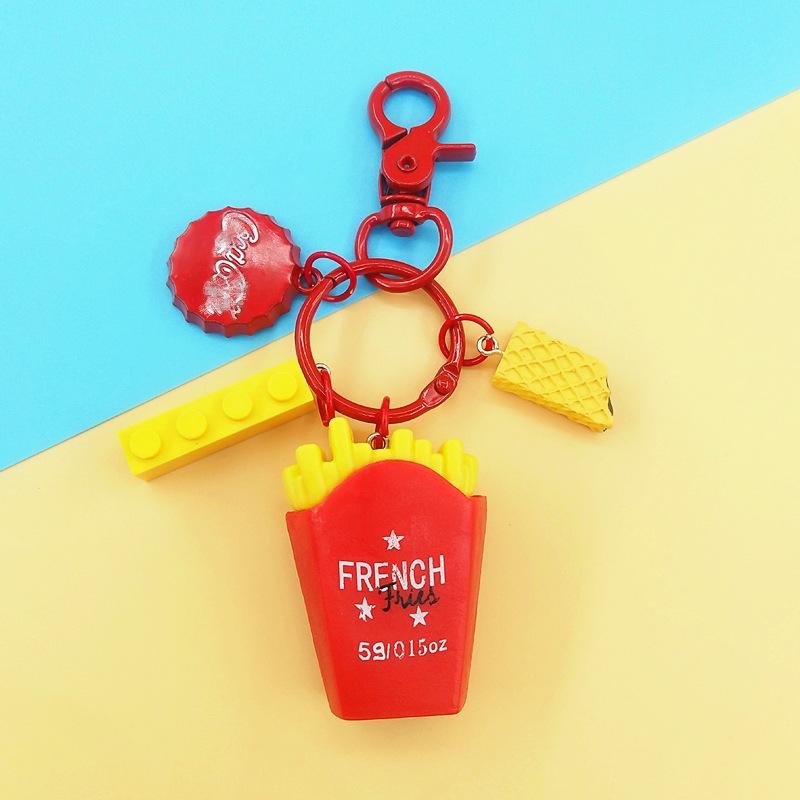 Cute Simulation Fries Burger Keychain