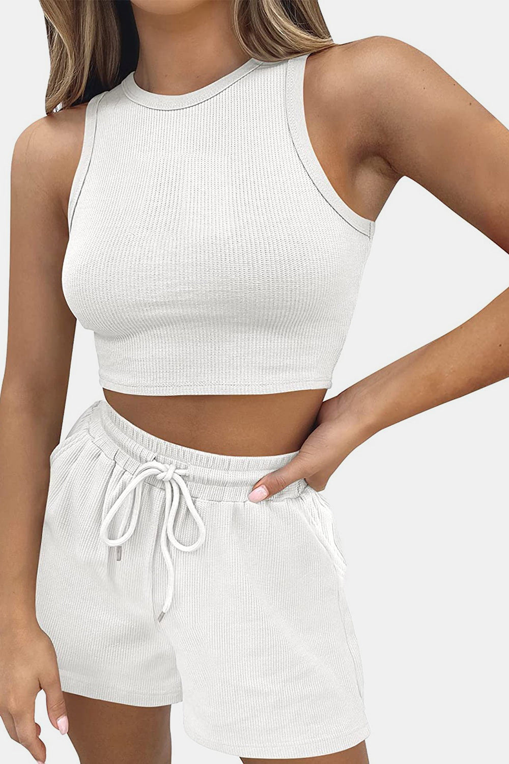 Top and Drawstring Shorts Set