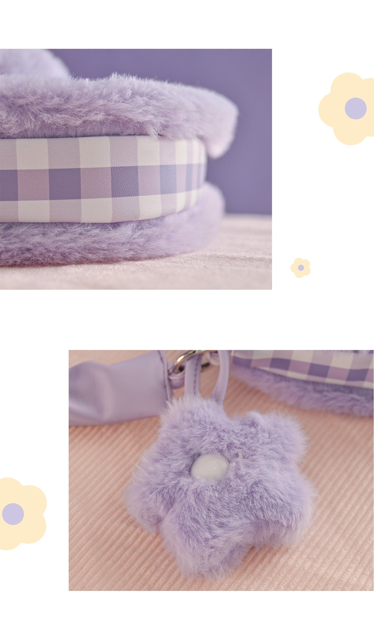 Plush Purple Plaid Underarm Bag