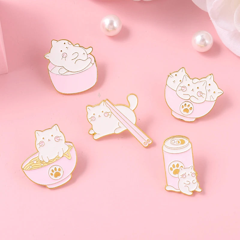 Cute Stacked Arhat Cat Pins