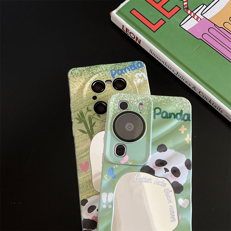 Mirror Green Panda Flowers Phone Case