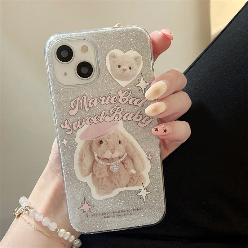 Cute Glitter Rabbit Doll Phone Case