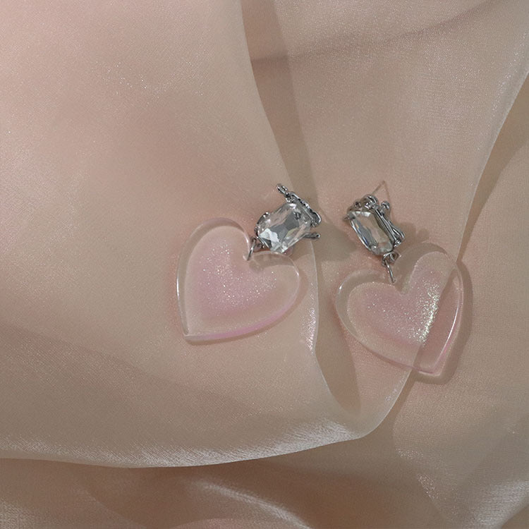 Jelly White Double Heart Earrings