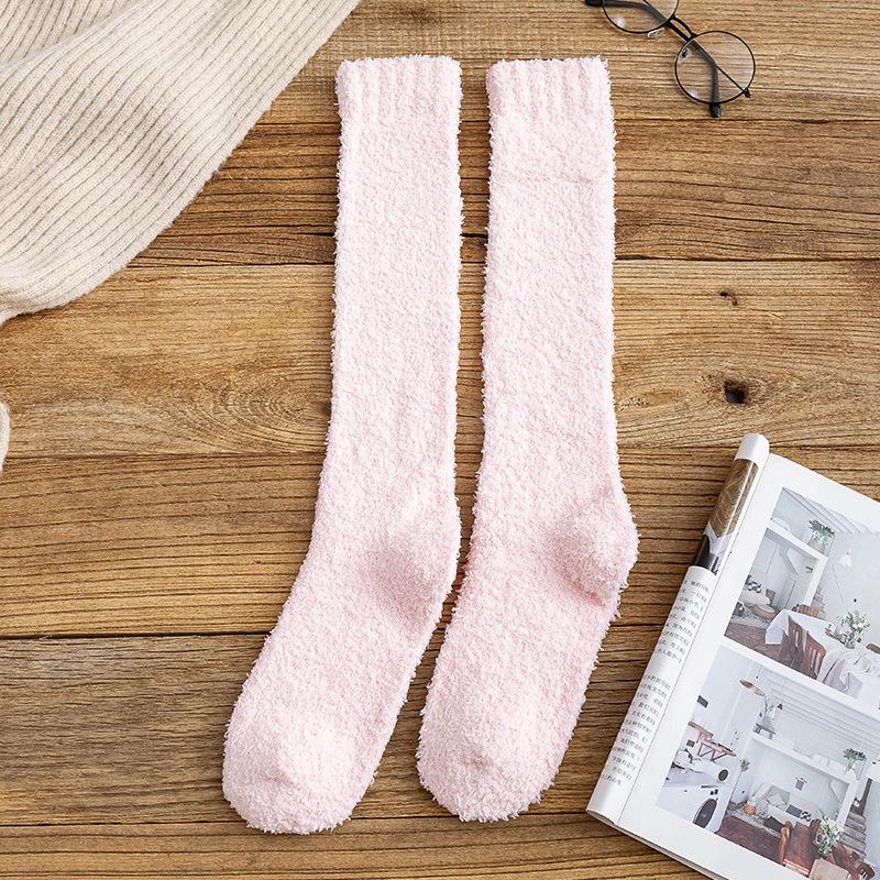 Pure color knee-length Floor Socks