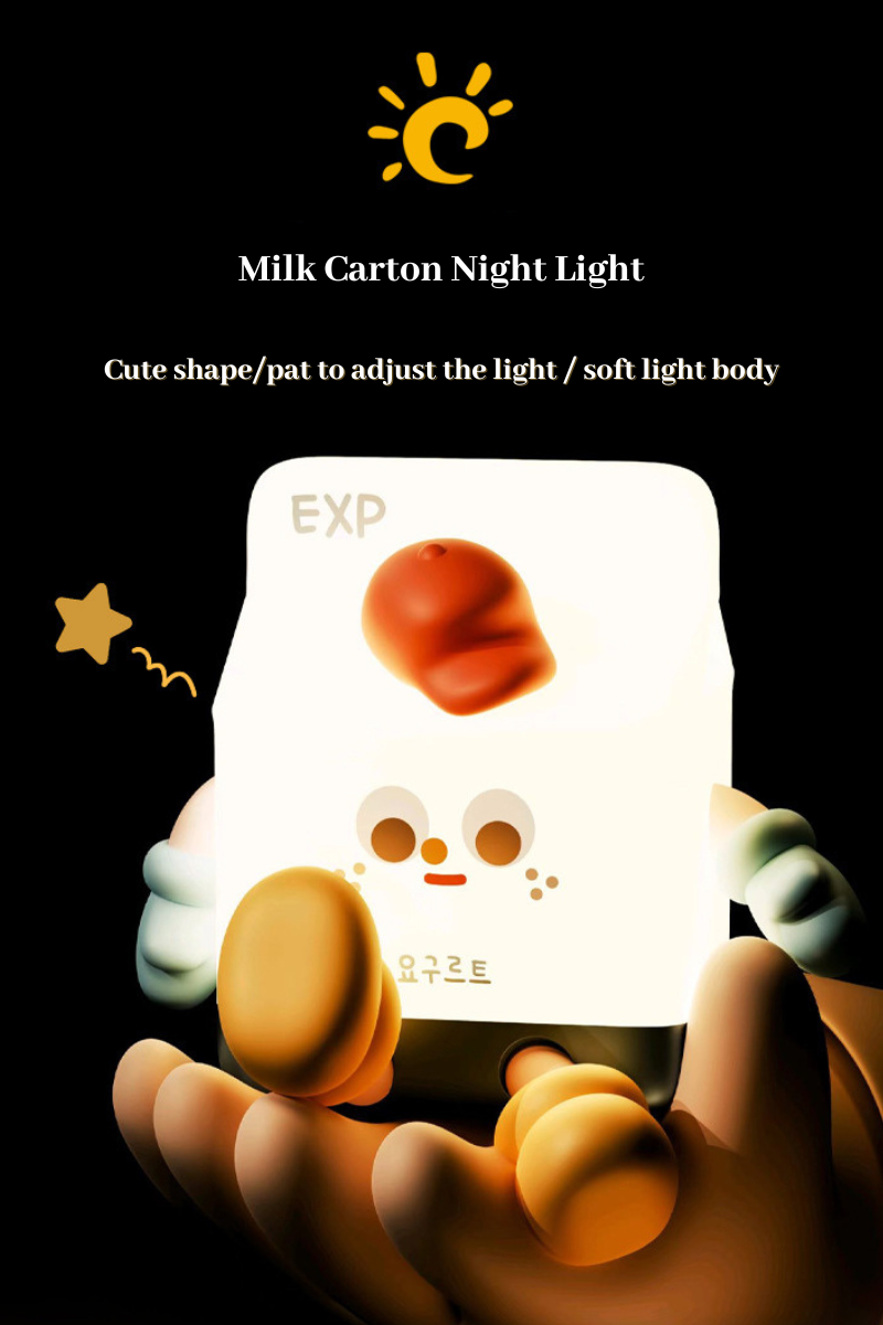 Kawaii Cartoon Milk Carton Night Light