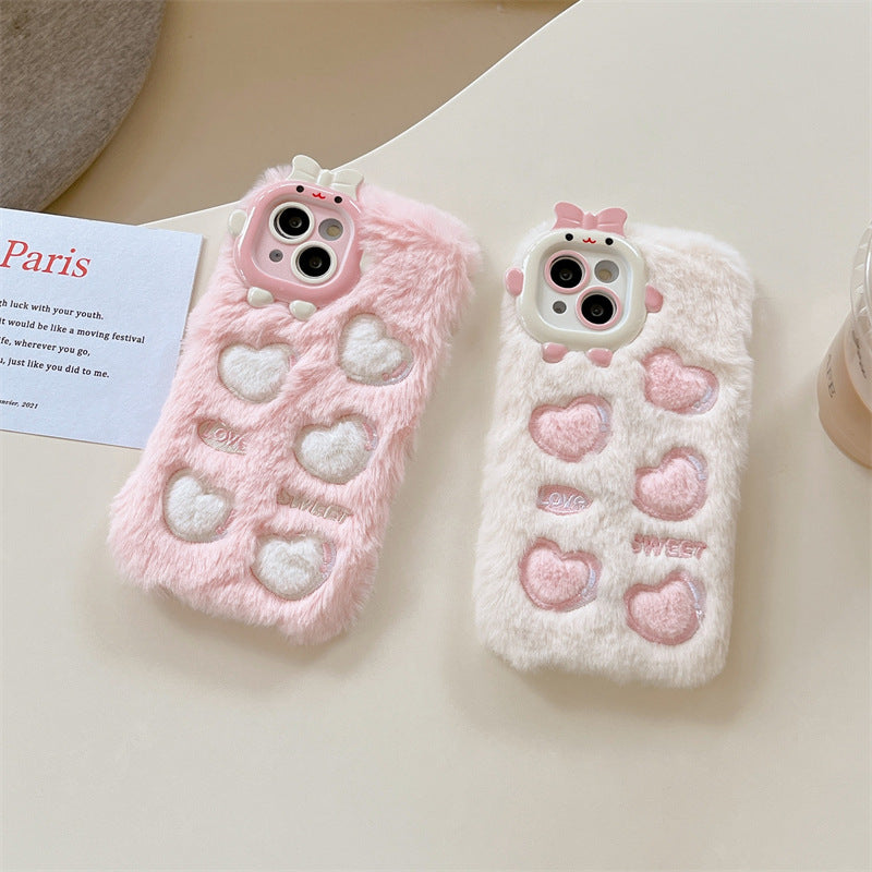 Monster Plush Embroidered Heart Phone Case