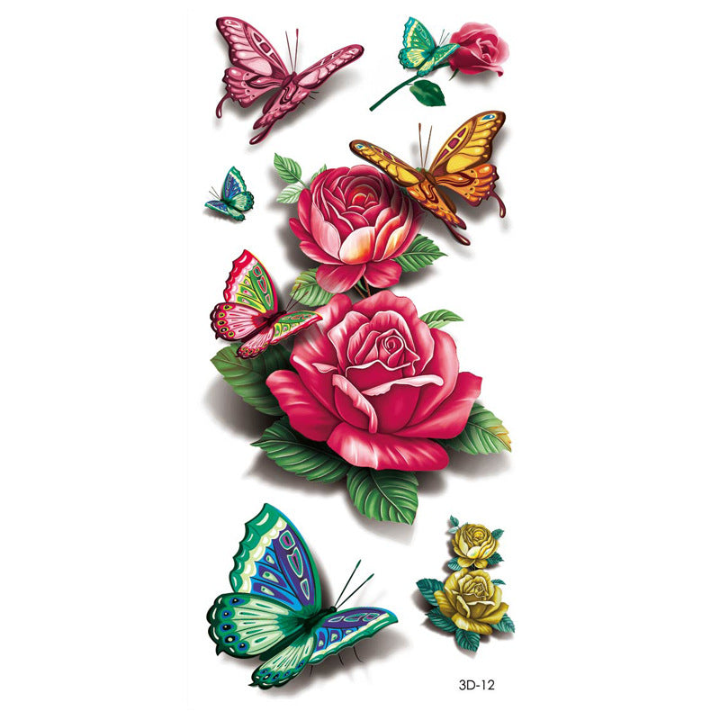 Butterfly Flower Tattoo Sticker