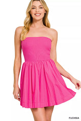 Combined Knit Tube Top Flare Mini Dress