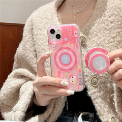 Kawaii Cat Camera Magnetic Stand Phone Case