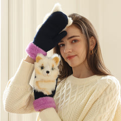 Plush Cartoon Animal Warm Gloves Scarf