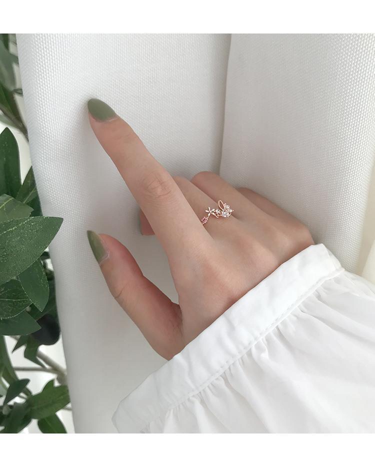 Kawaii Flower Adjustable Pinky Ring