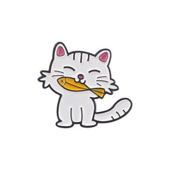 Cute Cat Eating Fish Pins