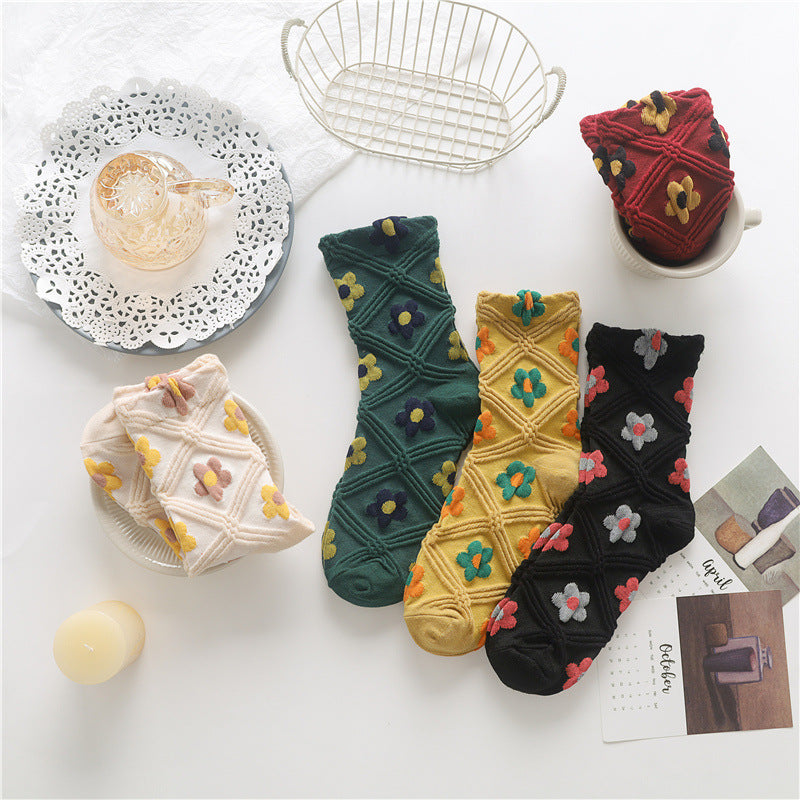 Retro Art Flowers Socks