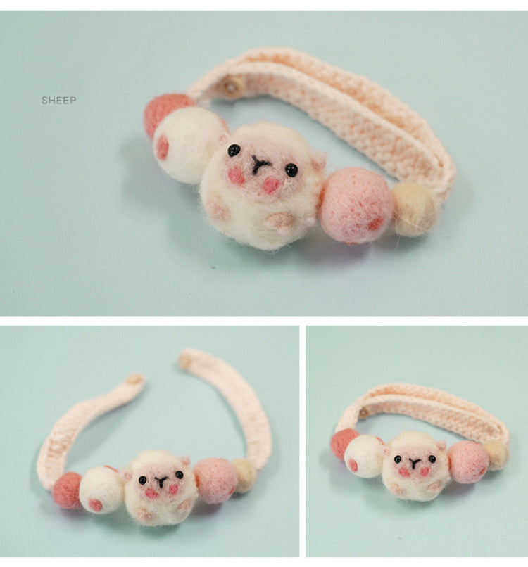 Milk Cotton Wool Knitted Cat Neck Collar