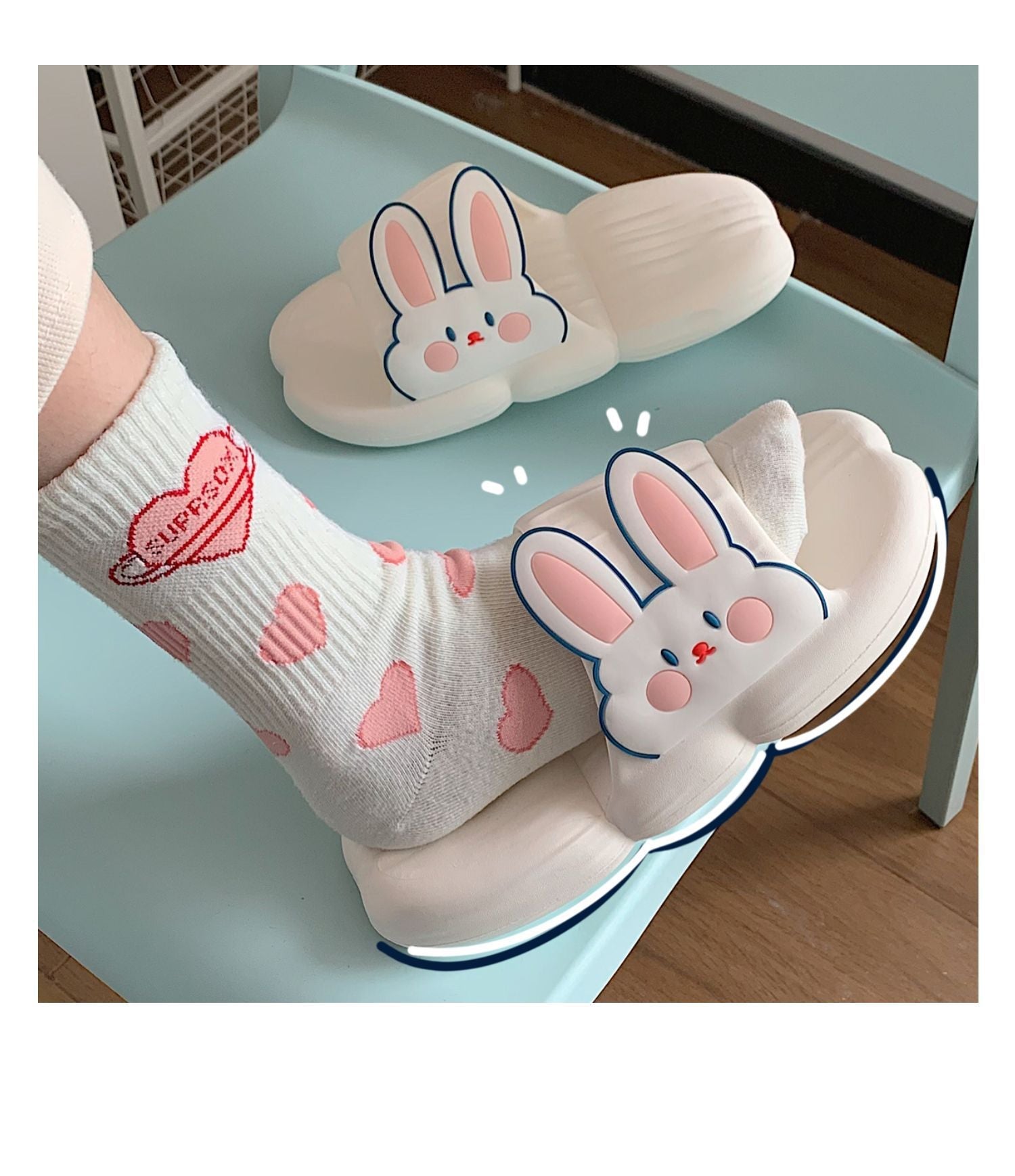 Summer Cute Bunny Stripe Slippers