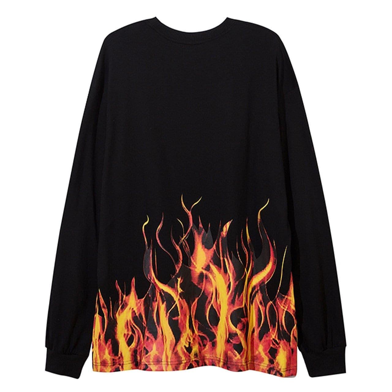 Dark Fire Flame Print Sweatshirt