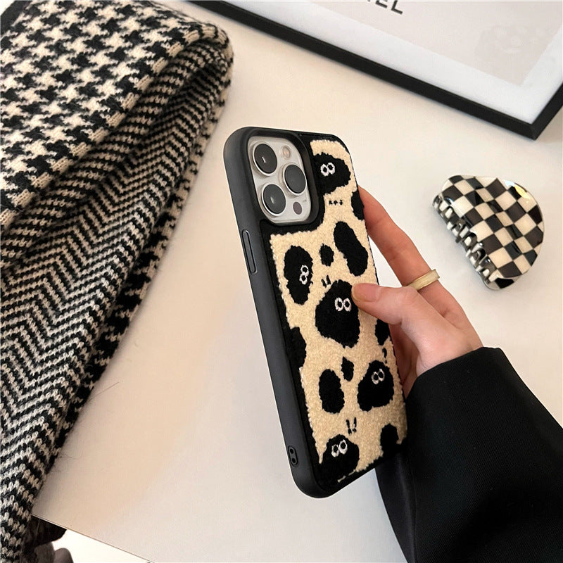 Plush Embroidered Briquettes Phone Case