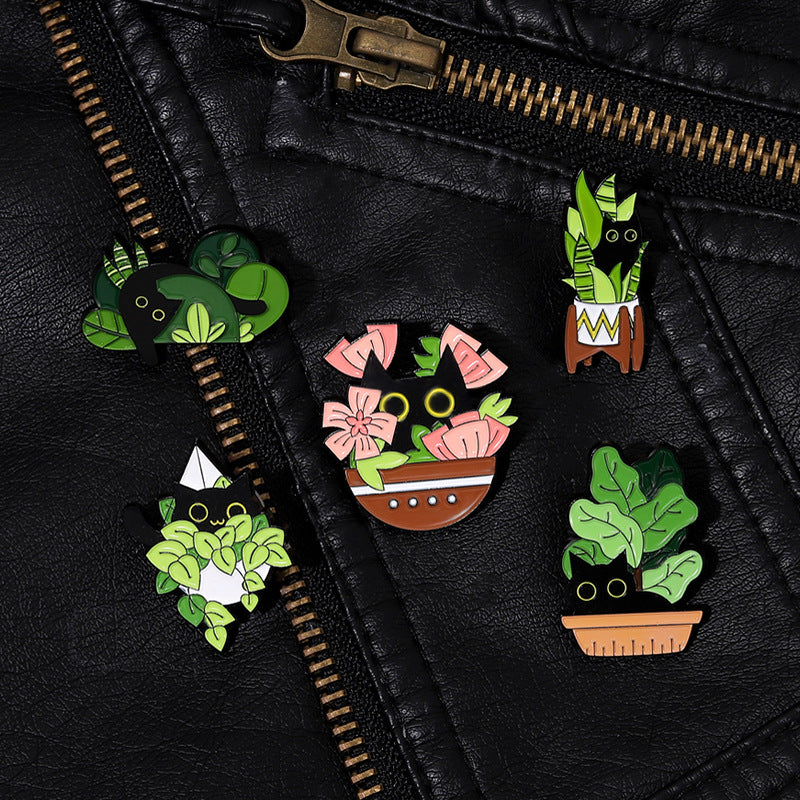 Cartoon Flowers Green Leaves Pins