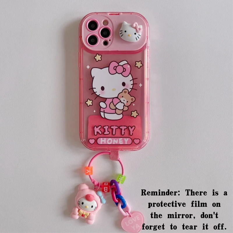 Kawaii Cartoon Flip Mirror Stand Phone Case