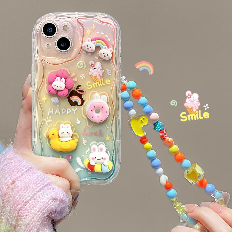 Kawaii Cartoon Rainbow Bunny Gradient Phone Case