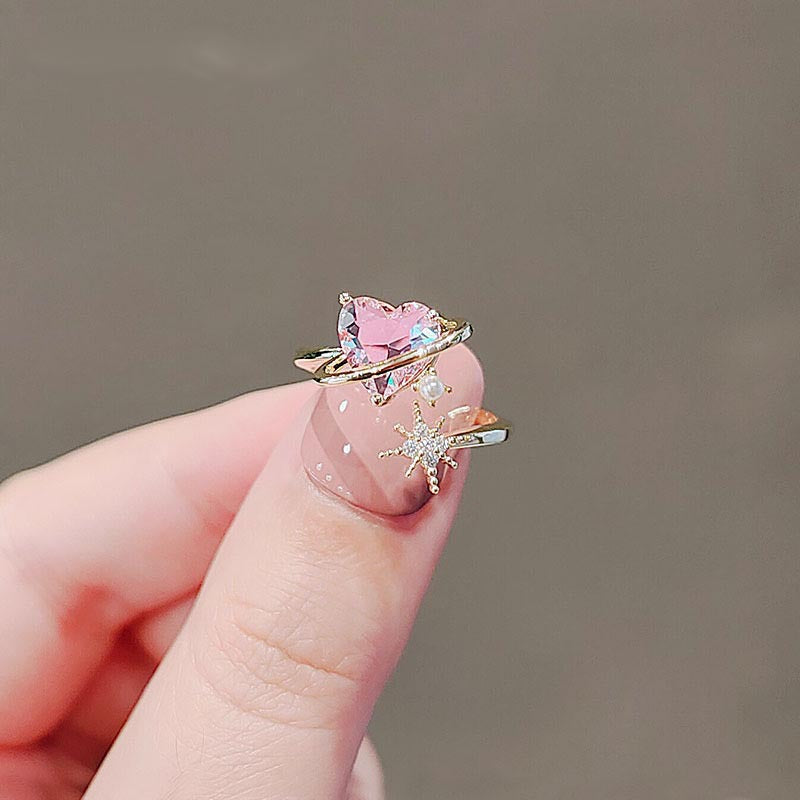 Kawaii Pink Heart Adjustable Ring