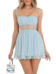 Lace Backless Mini Cami Dress
