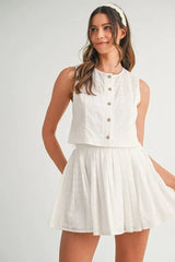 MABLE Eyelet Lace Top and Mini Skirt Set