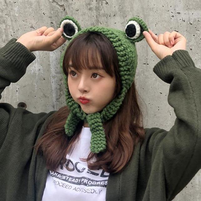 Big Eyes Frog Wool Knitted Hat