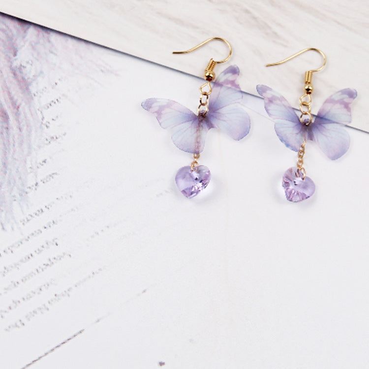 Butterfly Heart Drop Earrings