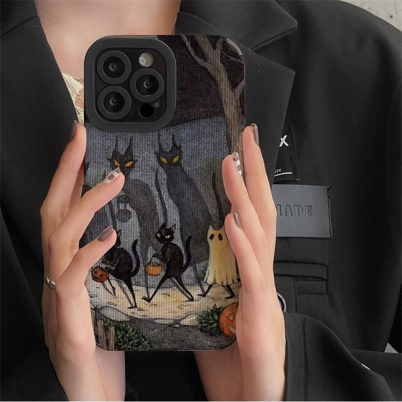 Dark Funny Monster Cat Fox Creative Phone Case For iPhone 15 14 13 11 12 Pro Max 7 8 Plus X XS Max XR Shockproof European Cover