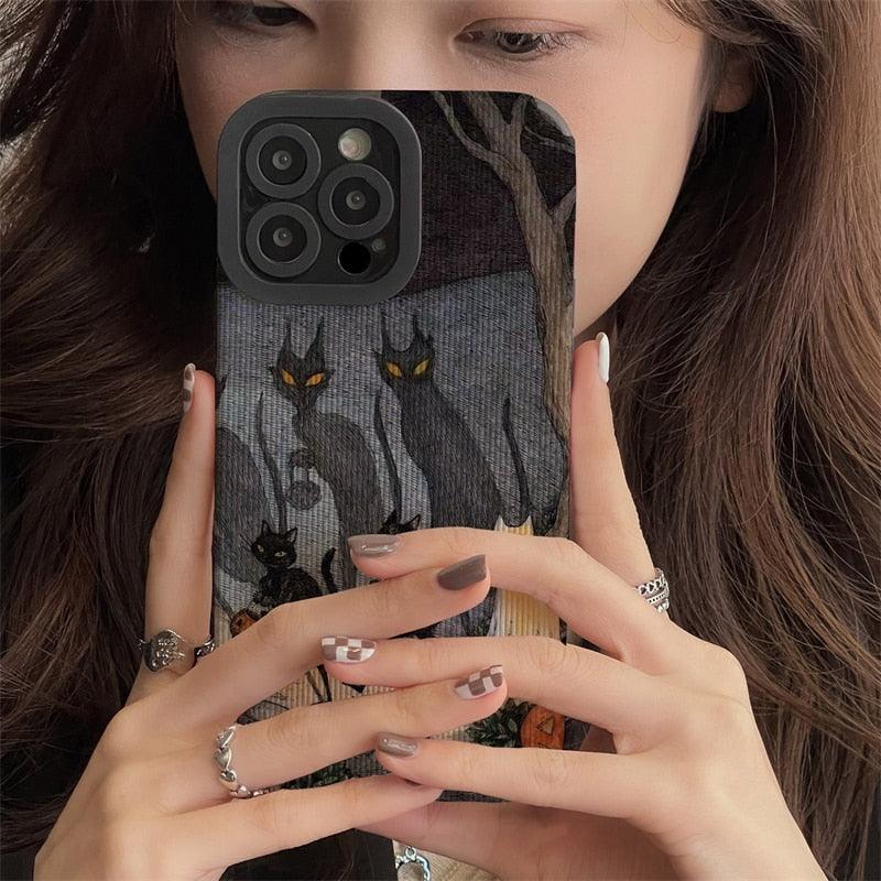 Dark Funny Monster Cat Fox Creative Phone Case For iPhone 15 14 13 11 12 Pro Max 7 8 Plus X XS Max XR Shockproof European Cover