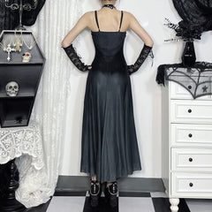 Dark Gothic Butterfly Mesh Overlay Long Dress