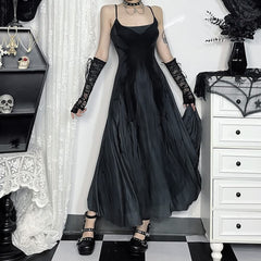 Dark Gothic Butterfly Mesh Overlay Long Dress