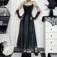 Dark Gothic Butterfly Mesh Overlay Long Dress