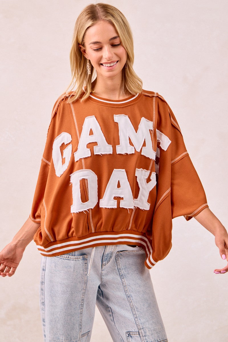 Gameday Patchwork Stitch Detail Top