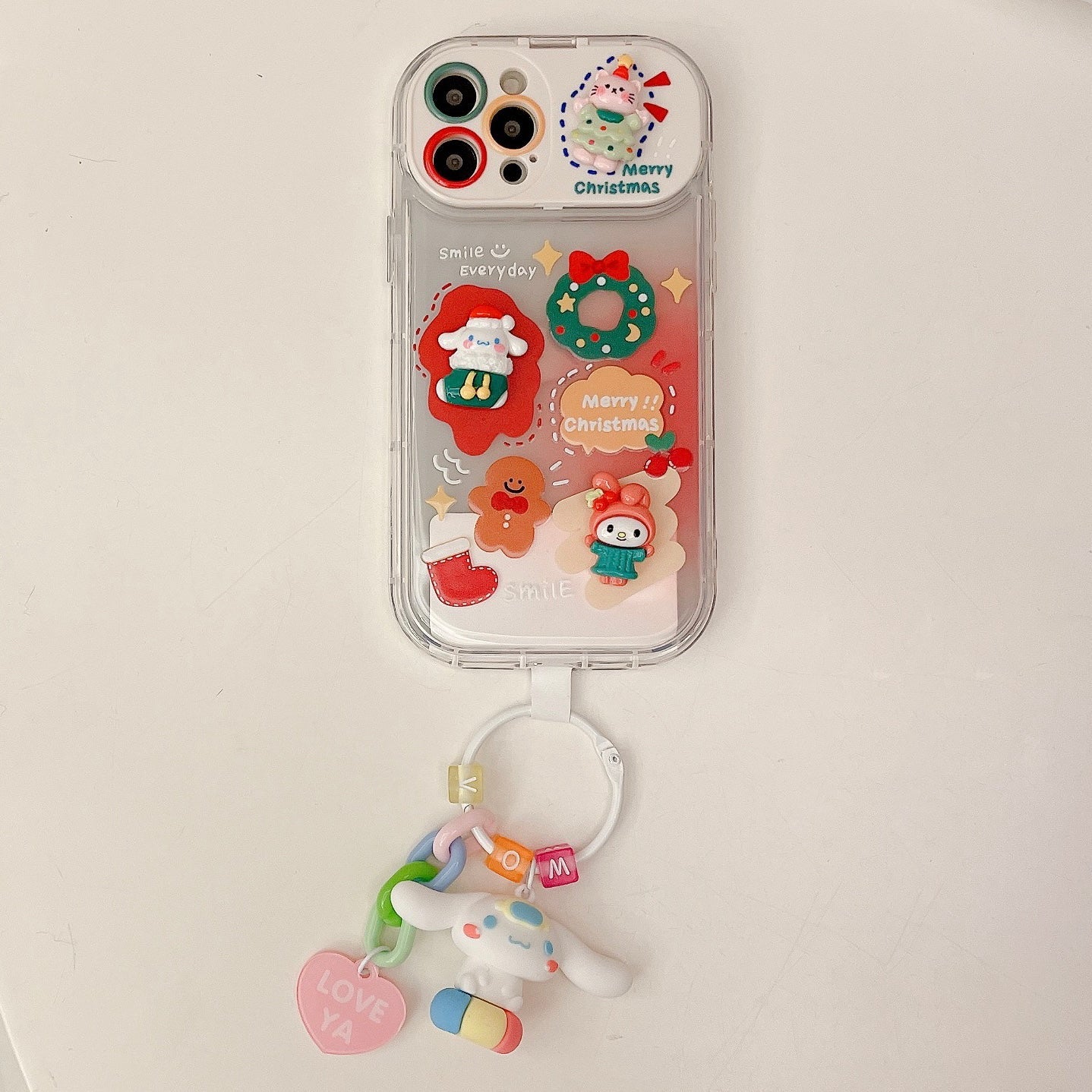 Christmas Cartoon Flip Mirror Stand Phone Case