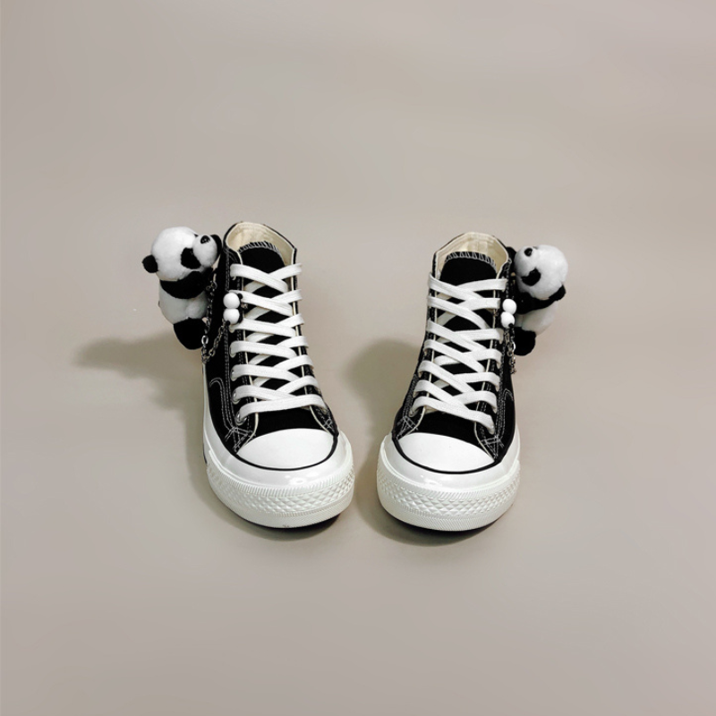 Cute 3D Panda High Top Personalized Canvas Shoes