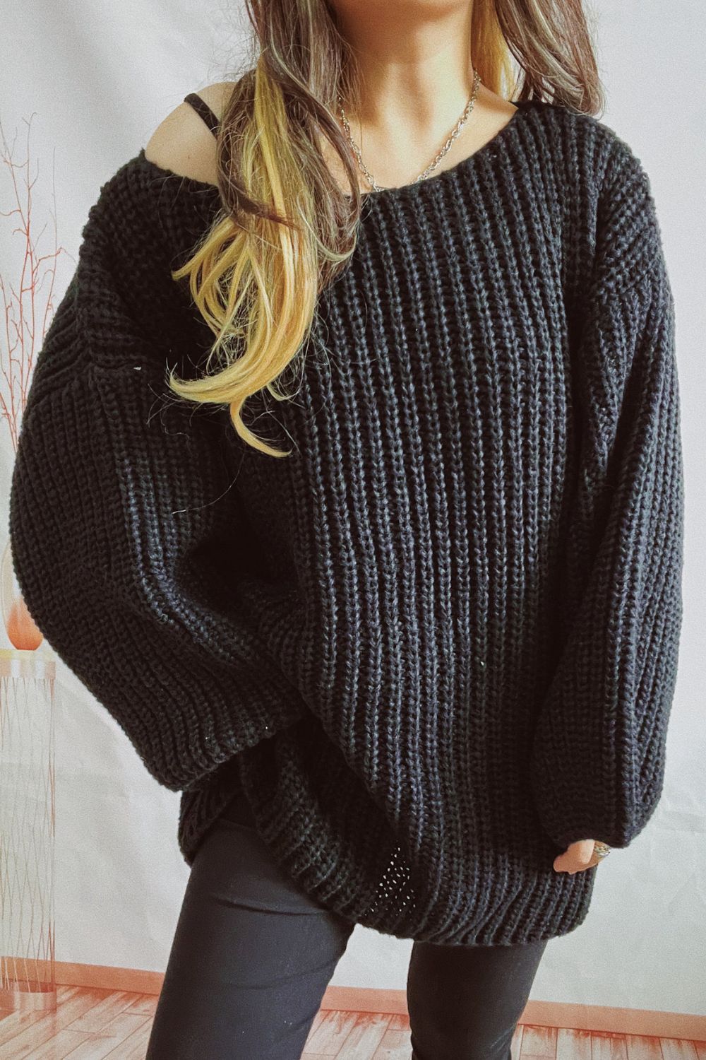 Dropped Shoulder Mini Sweater Dress