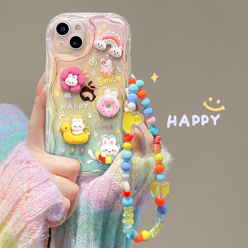 Kawaii Cartoon Rainbow Bunny Gradient Phone Case