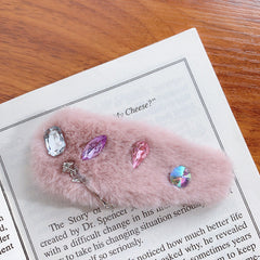 Cute Rhinestone Plush Hair Clip