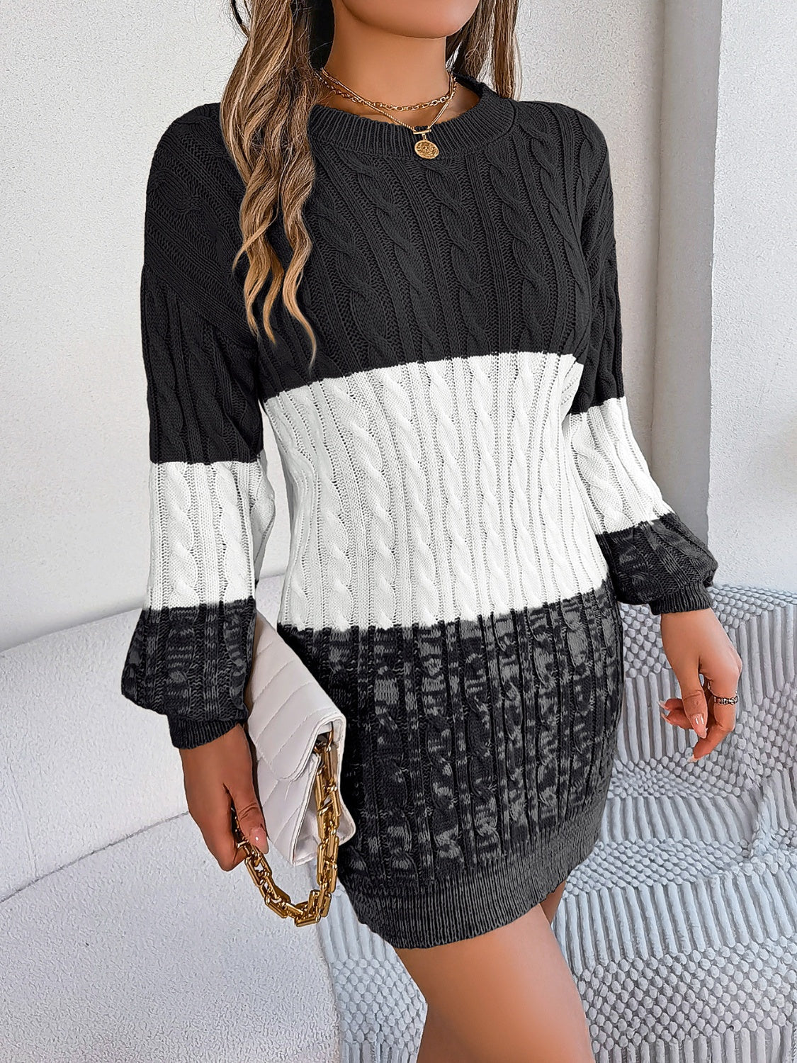 Round Neck Sweater Dress